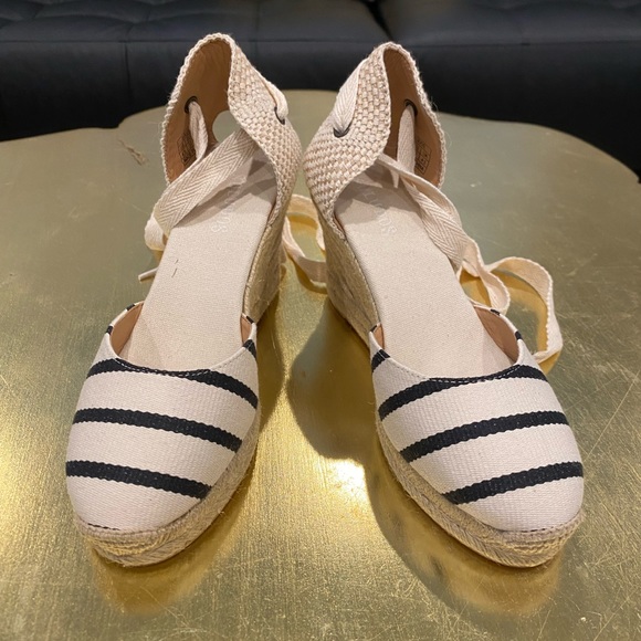 Soludos NWOT Classic Striped Wedge Lace Up Espadrille Size 6.5 - Picture 3 of 10